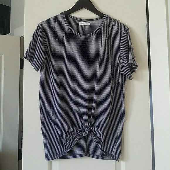 Urban Outfitters Tops - Distressed Tie Front Striped Tee Top